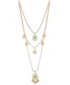 Marchesa Glass And Plastic Stone Filagree Pendant Necklace In Gold