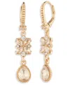 Marchesa Glass Crystal Drama Double Drop Earrings In Gold