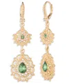 Marchesa Glass Stone Erinite Filagree Double Drop Earrings In Gold
