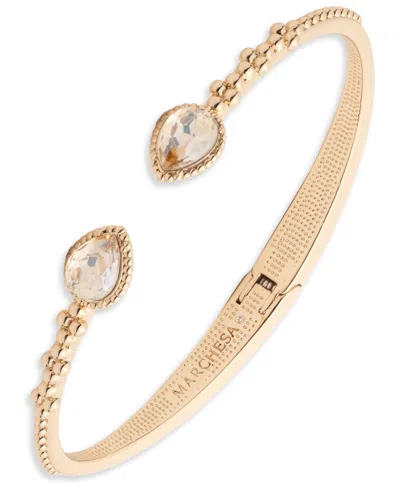 Marchesa Glass Stone Gold-tone Cluster Open Cuff Bracelet