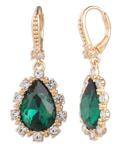 Marchesa Glass Stone Gold-tone Drama Pear Drop Earrings In Multi