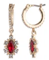 Marchesa Glass Stone Gold-tone Pear Drop Huggie Earrings In Gold