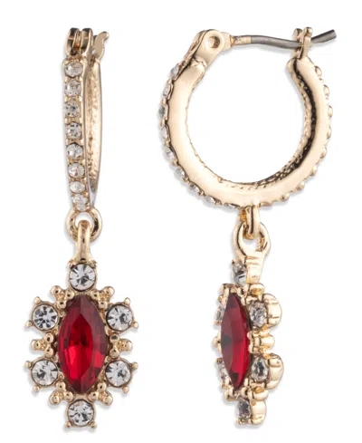 Marchesa Glass Stone Gold-tone Pear Drop Huggie Earrings