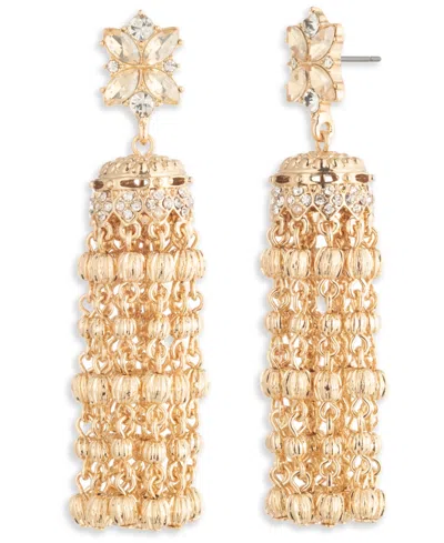 Marchesa Glass Stone Tassel Drop Earrings In Gold
