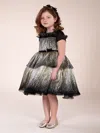 Marchesa Gold Coated Pleated Tulle Gown In Black
