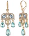 Marchesa Gold-tone Blue Stone Multi Chandelier Drop Earrings In Gold