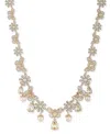 Marchesa Gold-tone Crystal & Imitation Pearl Butterfly All-around Statement Necklace, 16" + 3" Extender In Gold