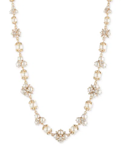 Marchesa Gold-tone Crystal & Imitation Pearl Collar Necklace, 16" + 3" Extender