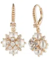 Marchesa Gold-tone Crystal & Imitation Pearl Drop Earrings