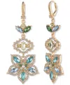 Marchesa Gold-tone Crystal & Imitation Pearl Flower Linear Drop Earrings In Gold