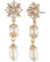Marchesa Gold-tone Crystal & Imitation Pearl Linear Drop Earrings