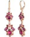 Marchesa Gold-tone Crystal & Stone Double Drop Earrings In Pink