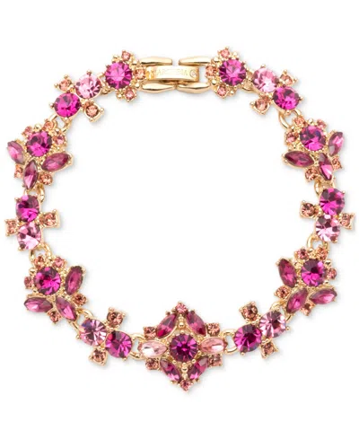Marchesa Gold-tone Crystal & Stone Flex Bracelet In Pink