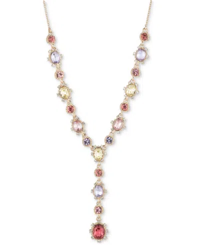 Marchesa Gold-tone Crystal & Stone Lariat Necklace, 16" + 3" Extender In Multi