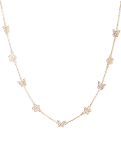 Marchesa Gold-tone Crystal Butterfly & Flower Collar Necklace, 16" + 3" Extender In Crystal Wh