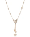 MARCHESA GOLD-TONE CRYSTAL BUTTERFLY LARIAT NECKLACE, 16" + 3" EXTENDER