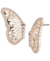 MARCHESA GOLD-TONE CRYSTAL BUTTERFLY LEFT-RIGHT DROP EARRINGS