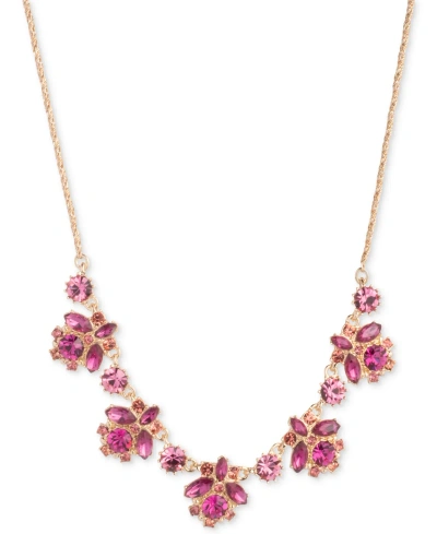 Marchesa Gold-tone Crystal Frontal Necklace, 16" + 3" Extender In Pink