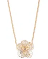 Marchesa Gold-tone Crystal Openwork Flower Pendant Necklace, 16" + 3" Extender In Crystal White