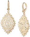 Marchesa Gold-tone Filigree Beading Openwork Leverback Drop Earrings In Gold