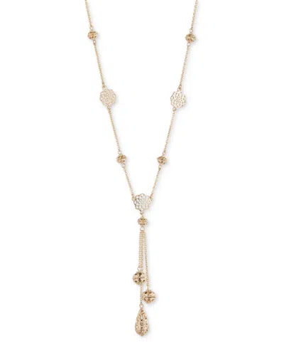 Marchesa Gold-tone Filigree Lariat Necklace, 16" + 3" Extender