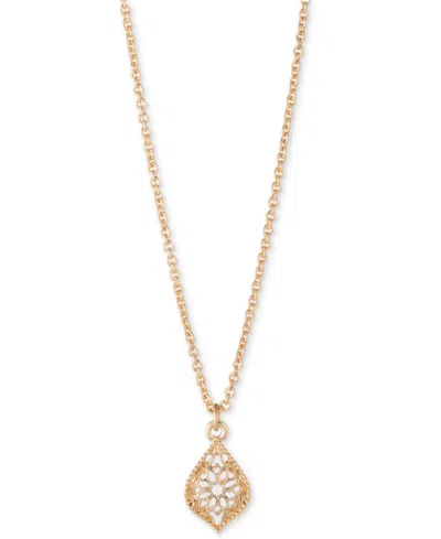 Marchesa Gold-tone Filigree Pendant Necklace, 16" + 3" Extender