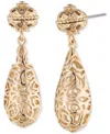 Marchesa Gold-tone Filigree Tear-shape Drop Earrings