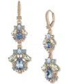 Marchesa Gold-tone Mixed Crystal Cluster Double Drop Earrings In Navy