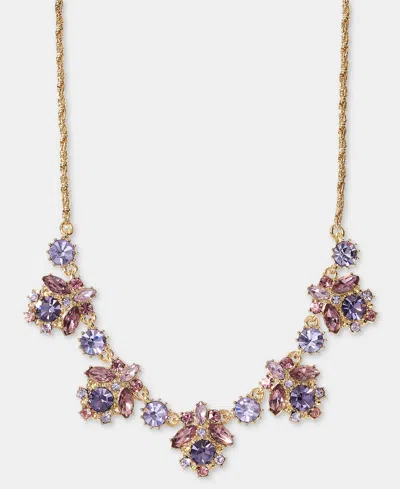 Marchesa Gold-tone Mixed Crystal Cluster Statement Necklace, 16" + 3" Extender