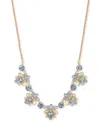 MARCHESA GOLD-TONE MIXED CRYSTAL CLUSTER STATEMENT NECKLACE, 16" + 3" EXTENDER