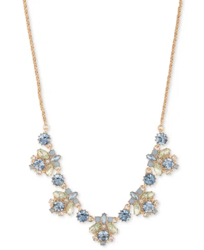 Marchesa Gold-tone Mixed Crystal Cluster Statement Necklace, 16" + 3" Extender