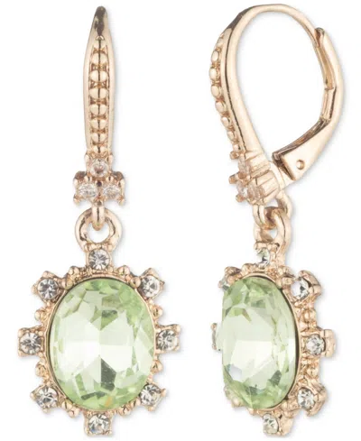 Marchesa Gold-tone Mixed Crystal Drop Earrings In Green