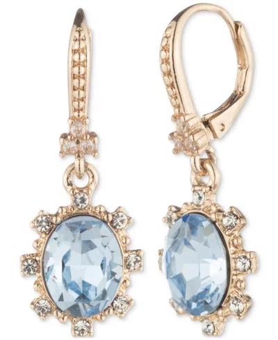 Marchesa Gold-tone Mixed Crystal Drop Earrings In Navy