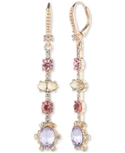 Marchesa Gold-tone Mixed Crystal Linear Drop Earrings In Multi