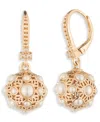 Marchesa Gold Tone Mixed Imitation Pearl Drop Earrings In Gold