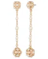 Marchesa Gold Tone Mixed Imitation Pearl Linear Earrings In Gold