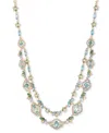 Marchesa Gold-tone Mixed Stone Layered Statement Necklace, 16" + 3" Extender In Multi