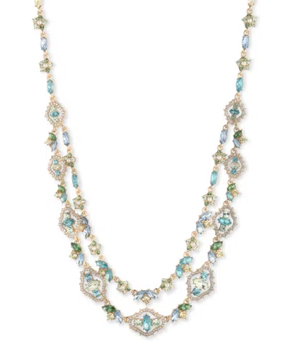 Marchesa Gold-tone Mixed Stone Layered Statement Necklace, 16" + 3" Extender In Multi