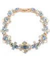 Marchesa Gold-tone Multi-stone Flex Bracelet In Navy