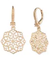 Marchesa Gold-tone Pave Filigree Flower Drop Earrings