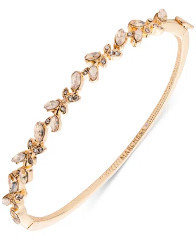 Marchesa Gold-tone Stone Vine Leaf Bangle Bracelet In Golden