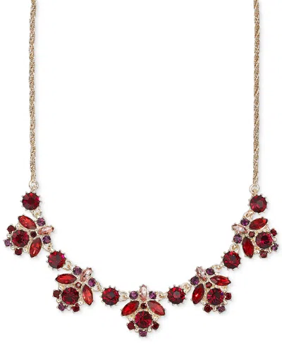 Marchesa Gold-tone Crystal Statement Frontal Necklace In Multi