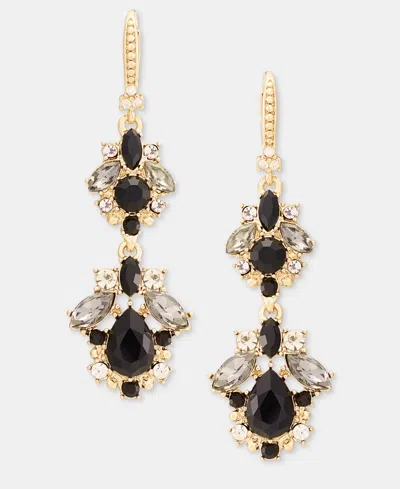 Marchesa Gold-tone Glass Chandelier Double-drop Earrings In Black
