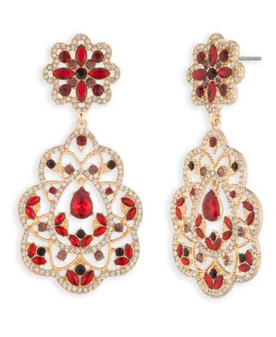 Marchesa Gold-tone Glass Drama Floral Orbital Earrings In Multi