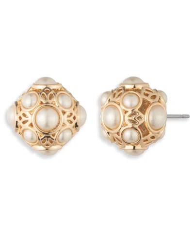 Marchesa Imitation Pearl Filagree Stud Earrings In Gold