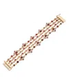Marchesa Imitation Pearl, Glass And Epoxy Stones Drama Multirow Flex Bracelet In Gold