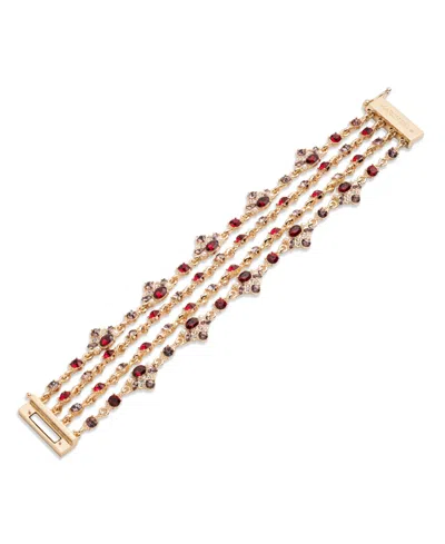 Marchesa Imitation Pearl, Glass And Epoxy Stones Drama Multirow Flex Bracelet In Gold