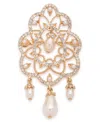 Marchesa Imitation Pearl Glass Gold-tone Elegant Cross Pin In Gold
