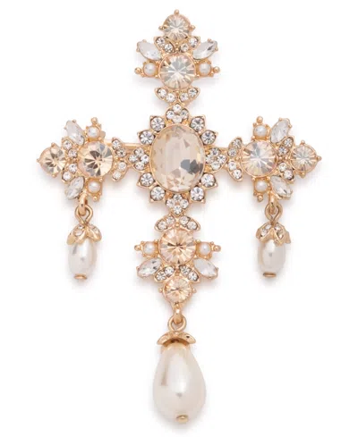 Marchesa Imitation Pearl Glass Gold-tone Elegant Shaky Pin