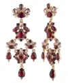 Marchesa Imitation Pearl Multi Stone Gold-tone Red Drama Chandelier Earrings In Gold